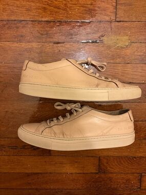 Men's Common Projects OG Accillies Leather Low Top Nude Beige size 40